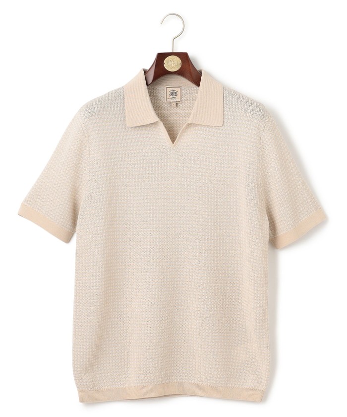 セール】【HTBRID LINEN】スキッパーニット ポロシャツ