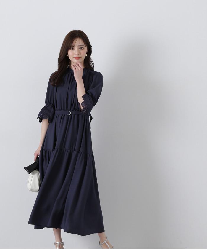 【新品】プロポーションボディドレッシング　刺繍レーススリーブティアードワンピース セール 30%OFF】刺繍レーススリーブティアードワンピース