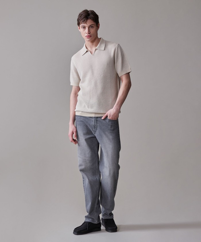 J.LINDEBERG(SWE)ビンテージコットンポロシャツ セール】【HTBRID LINEN】スキッパーニット ポロシャツ