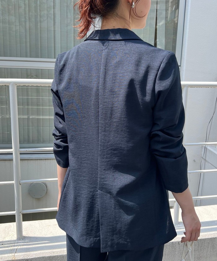 【美easy】リネンライクリラックスジャケット【接触冷感/洗える】　新品未使用 新色追加】【美easy】リネンライクリラックスジャケット【接触冷