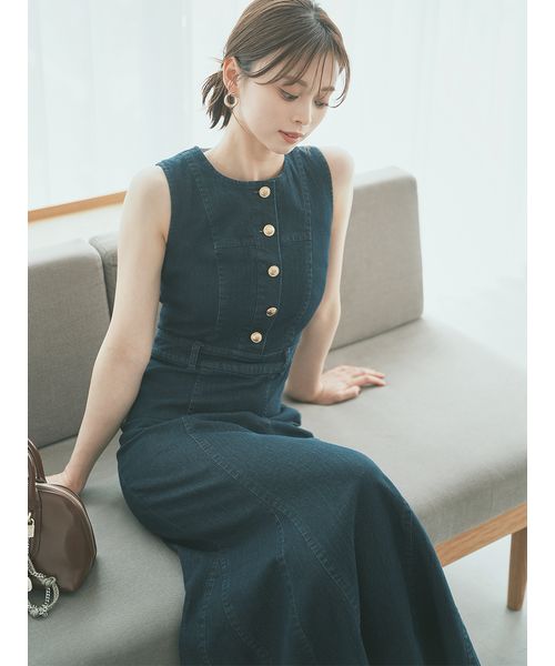 SNIDEL デニムマーメイドワンピース　スナイデル　L デニムマーメイドワンピース(マキシ・ロングワンピース