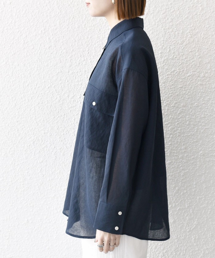 SHIPS any:〈洗濯機可能〉シアー リボン レギュラーカラー