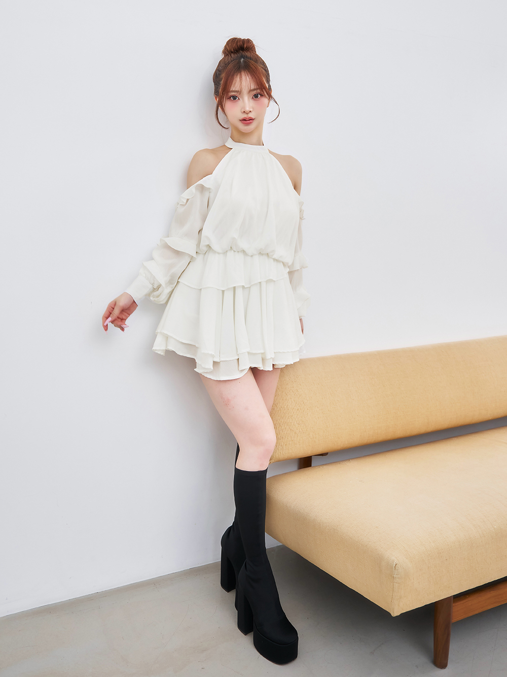 ダーリッチ Darich ボリュームシフォンミニワンピース(508126308