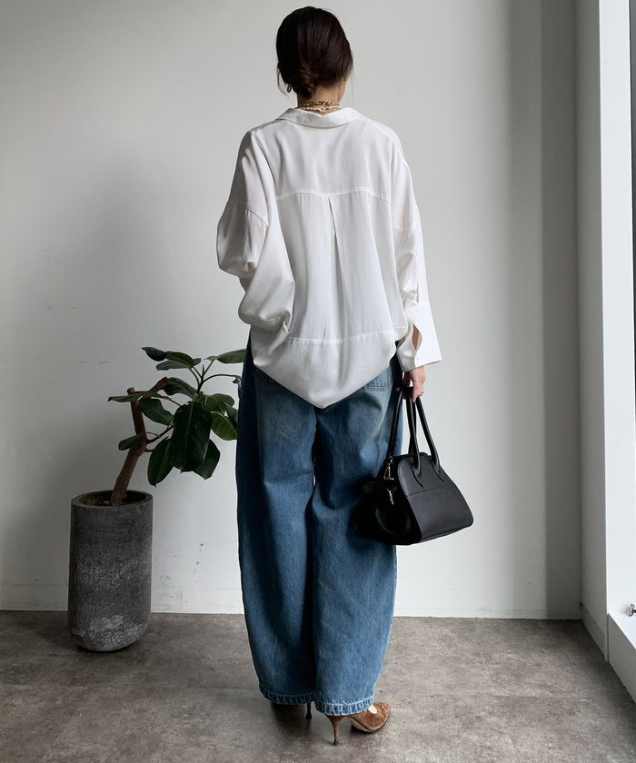クーポン】【セール 60%OFF】【DouDou】サイドタックデニム
