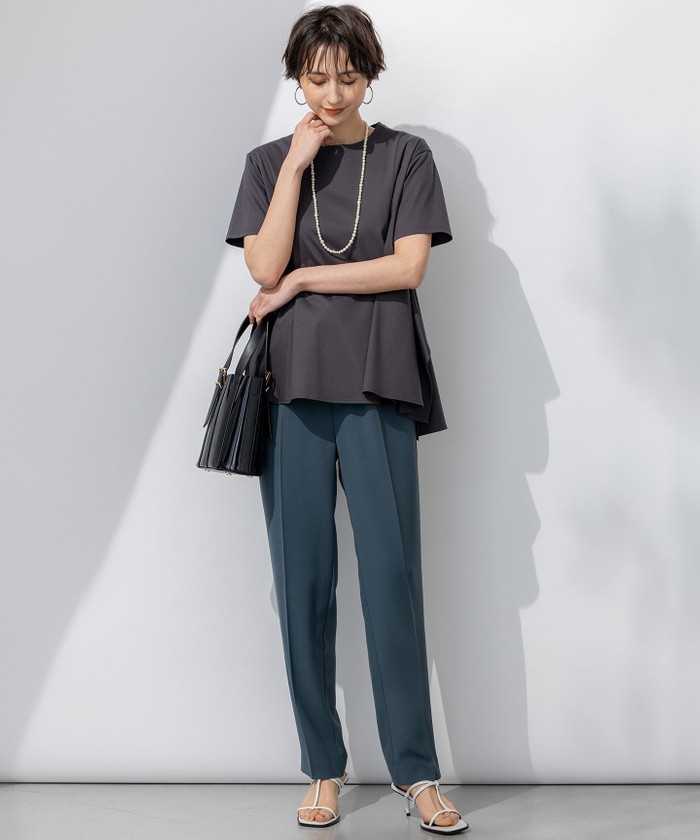 23区 25ss 【GLOW6月号掲載】スムースデザイン フレア Tシャツ セール 20%OFF】【GLOW6月号掲載/汗じみ防止】スムースデザイン