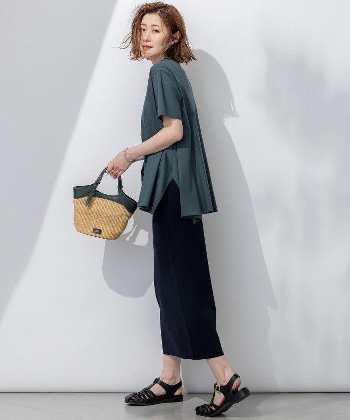 23区 25ss 【GLOW6月号掲載】スムースデザイン フレア Tシャツ セール 20%OFF】【GLOW6月号掲載/汗じみ防止】スムースデザイン