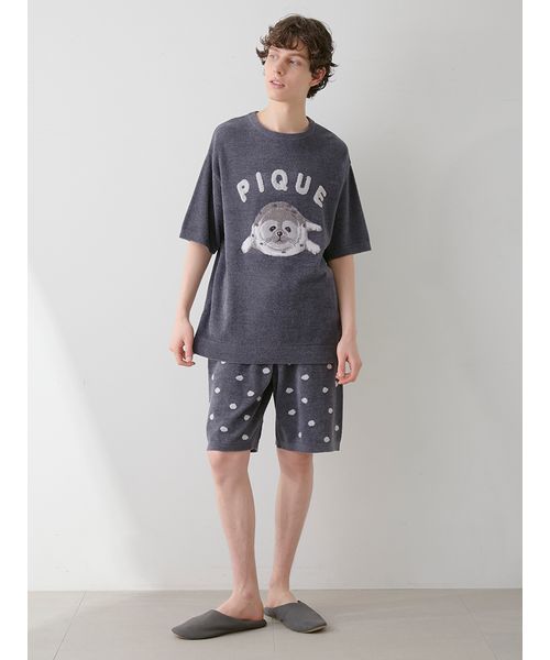 HOMME】あざらしジャガードプルオーバー&ショートパンツセット HOMME】あざらしジャガードプルオーバー&ショートパンツセット