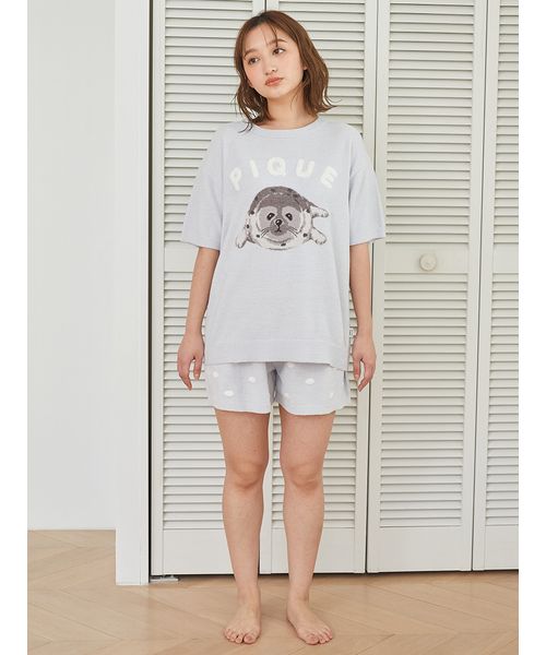gelato pique あざらしジャガードプルオーバー&ショートパンツセット セール】あざらしジャガードプルオーバー&ショートパンツセット