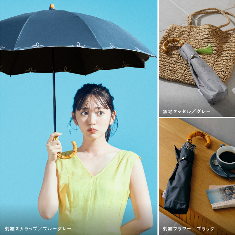 Wpc.公式】最強の日傘 UVO(ウーボ) 2段 刺繍フラワー 親骨50cm