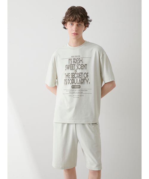 HOMME】【接触冷感】フローズンレーヨンロゴプリントTシャツ