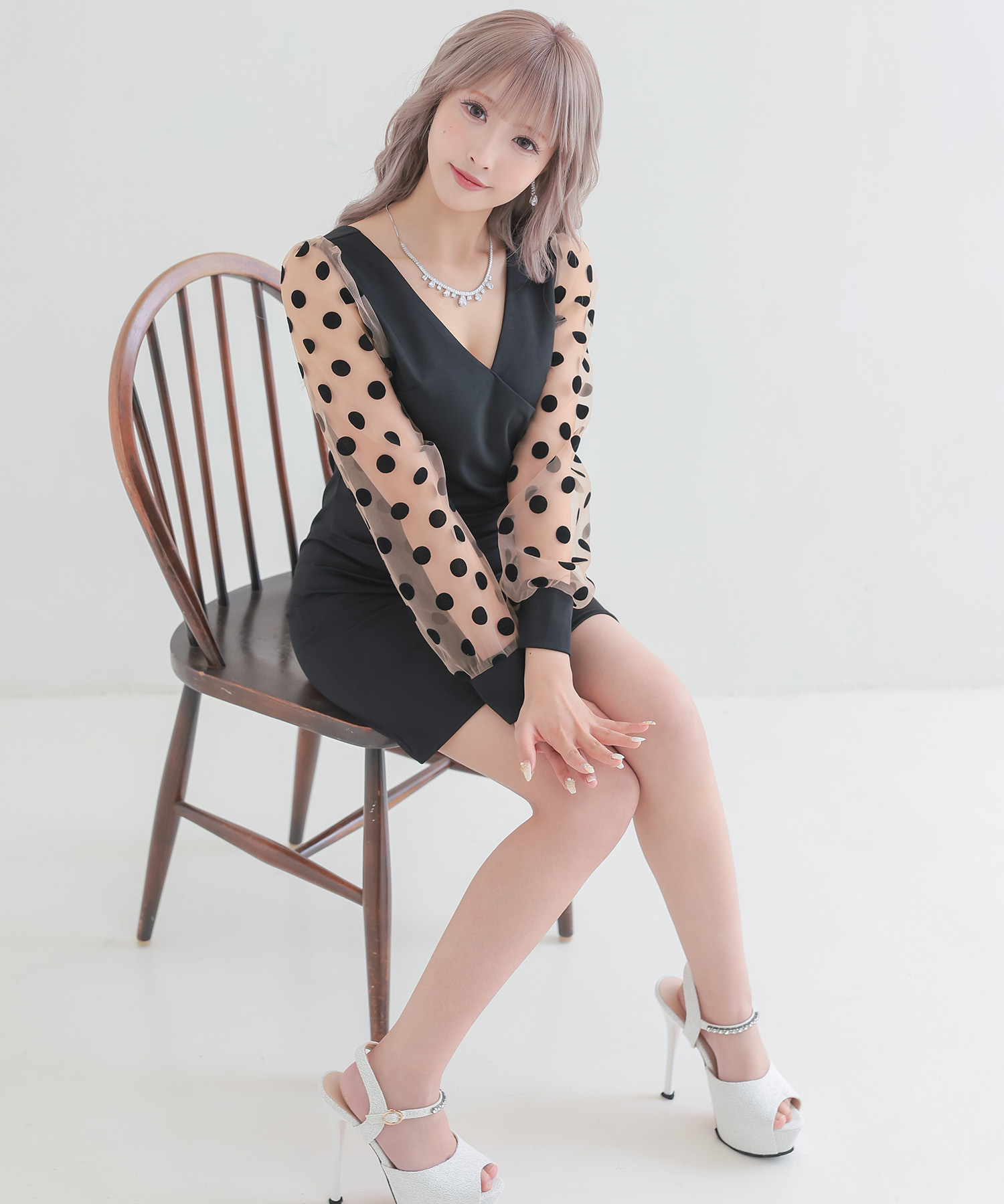 クーポン】ティカ Tika キャバドレス ドット柄シースルー クーポン】ティカ Tika キャバドレス ドット柄シースルー