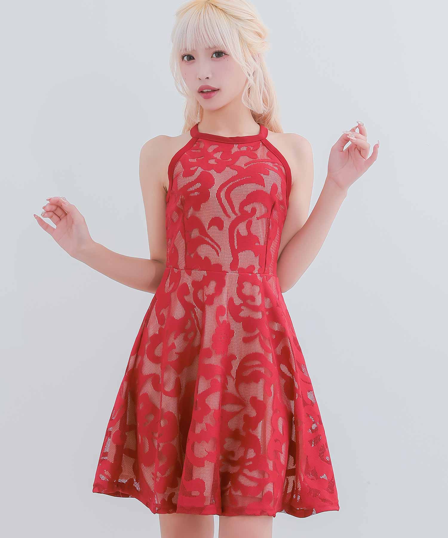ティカ Tika キャバドレス メッシュレースホルターネックハイ