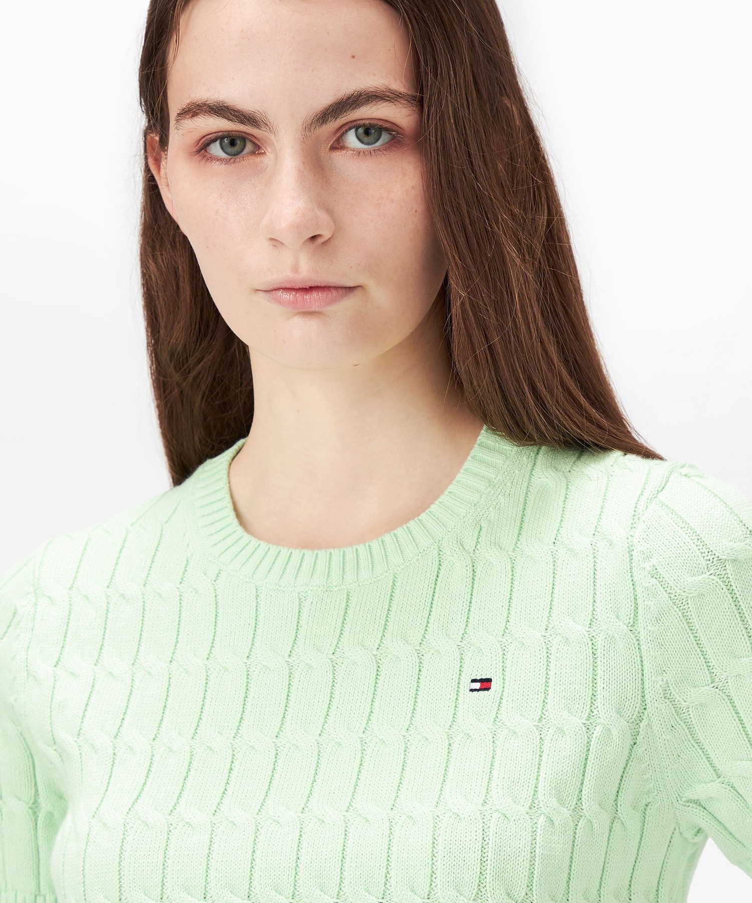 トミー ヒルフィガー   ケーブルショートスリーブクルーネックセーター （ライトグリーン） クーポン】トミー ヒルフィガー TOMMY HILFIGER ケーブル