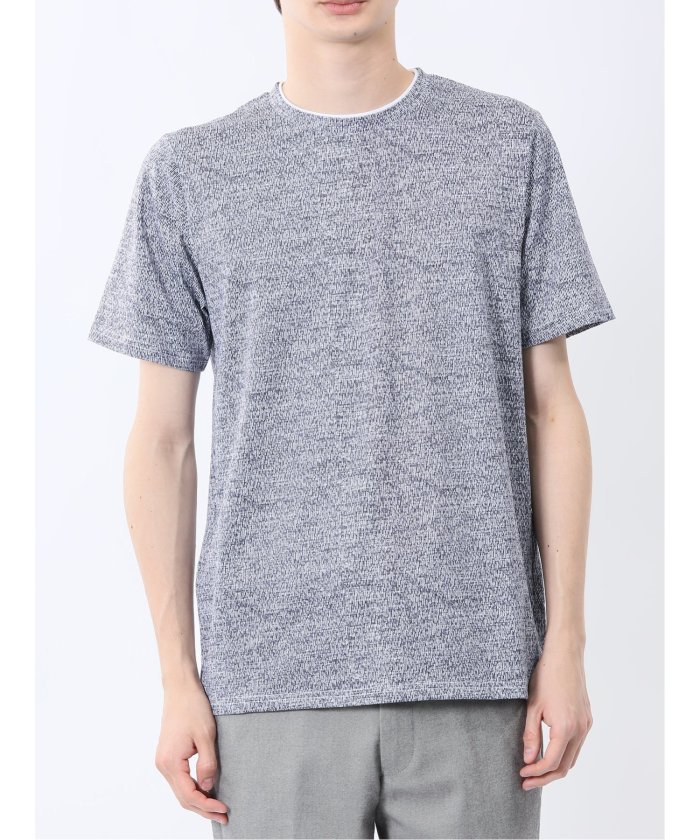 クーポン】メッシュ かすれプリント クルーネック半袖Tシャツ クーポン】メッシュ かすれプリント クルーネック半袖Tシャツ