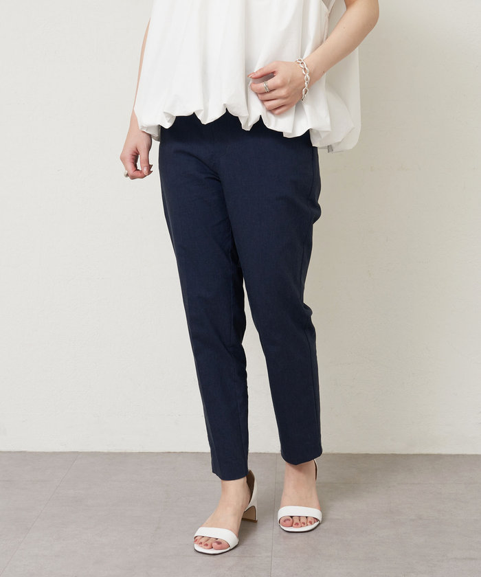 クーポン】【セール 30%OFF】リネン混ストレッチパンツ