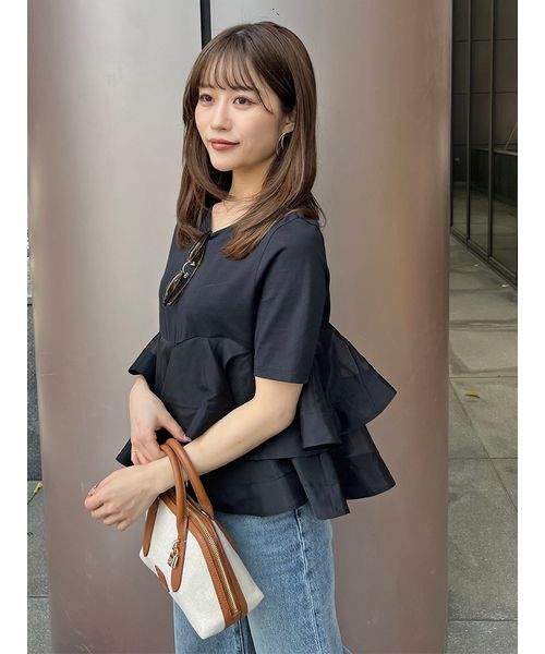スナイデル SNIDEL 異素材ペプラムTシャツ （WHT