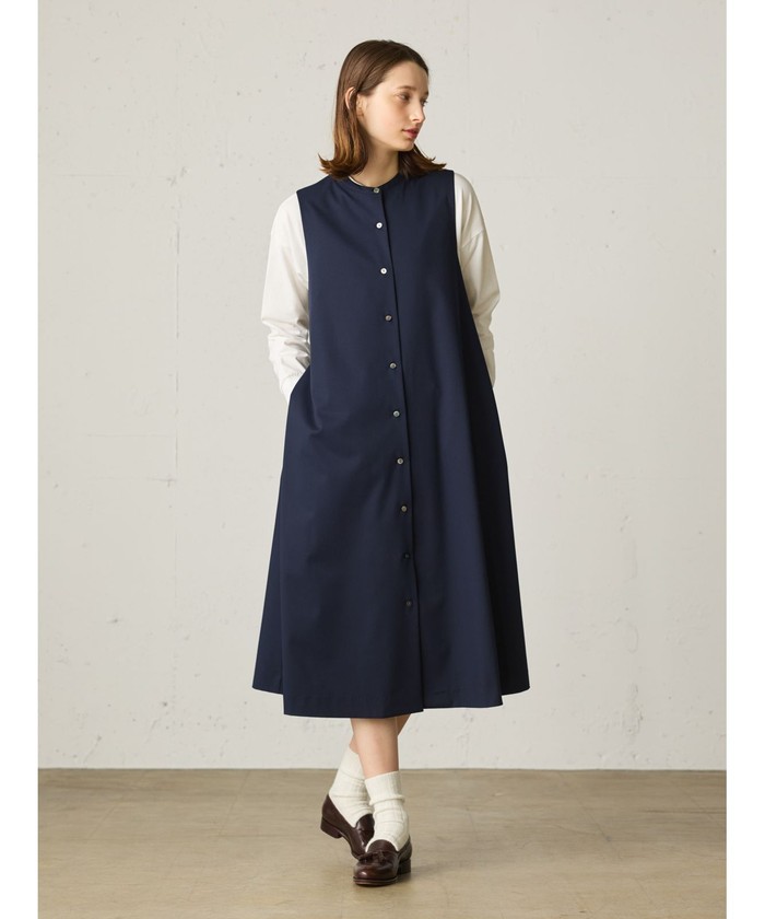 ツイード ノースリーブ ワンピース ウール スリム ミドル丈 g397 セール 30%OFF】MidiUmi スタンドカラーノースリーブワンピース