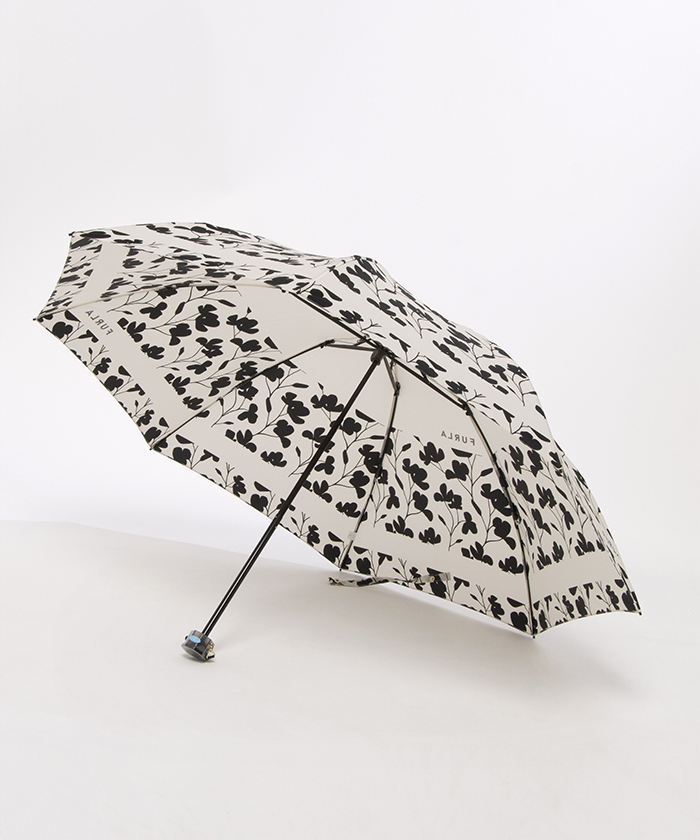 フルラ FURLA 雨傘 折りたたみ傘 コンパクト カメリア 白黒 花柄