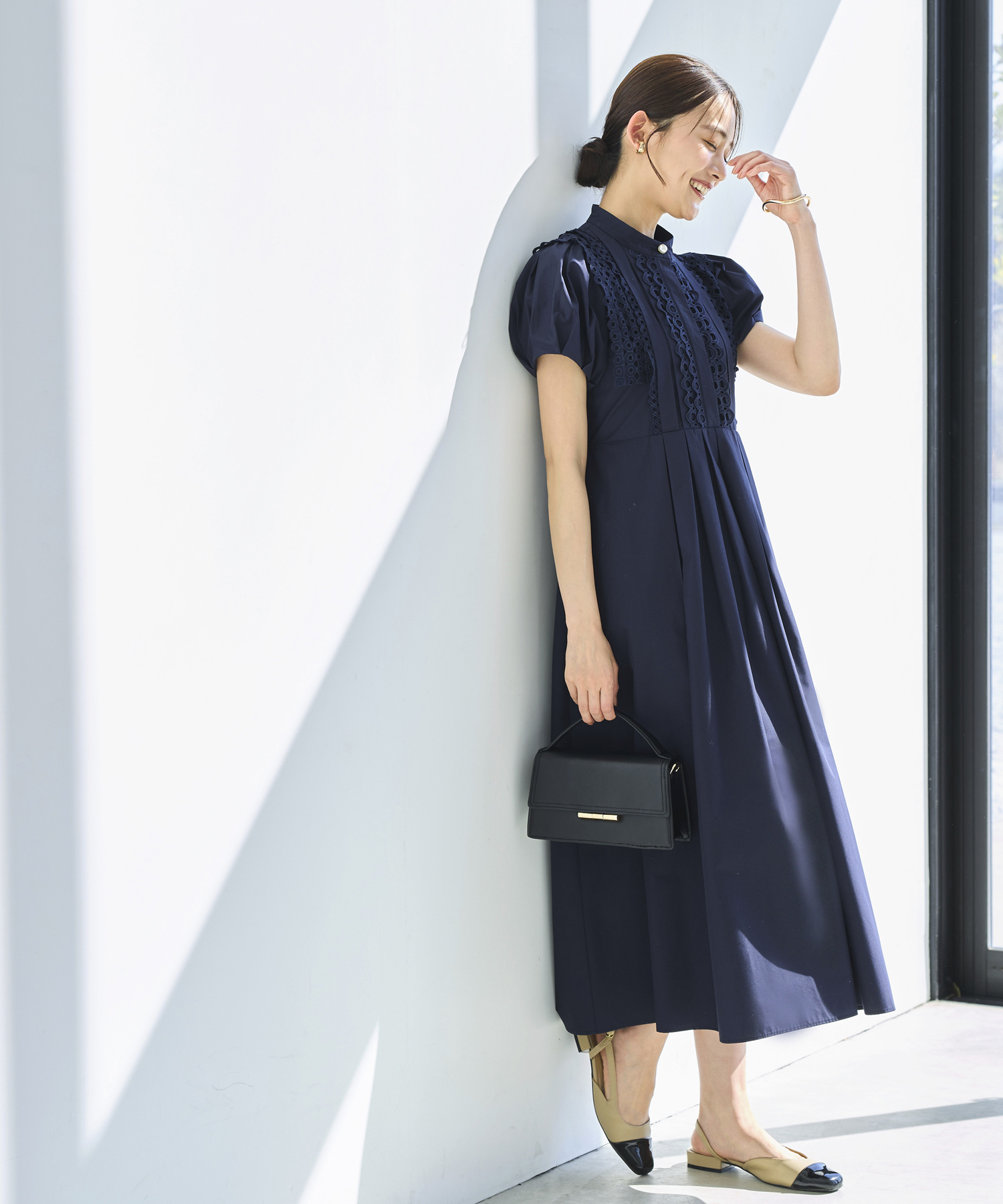 【新品】完売品★RUIRUE BOUTIQUE ・ネイビーレースシャツワンピ RUIRUE BOUTIQUE ルイルエブティック レースシャツワンピース