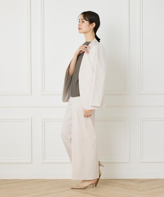 セール65%OFF】イネド INED 《大きいサイズ》綿麻ノーカラー
