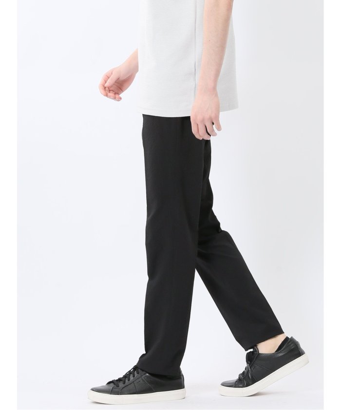 ドットプリント スリムフィット ノータックパンツ 黒 ドットプリント スリムフィット ノータックパンツ 黒