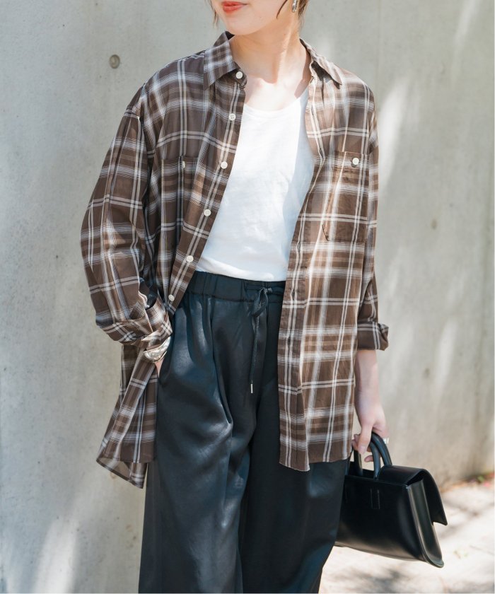【新品】Spick and Span◆コットンボイルチェックシャツ◆ブラウン 追加》コットンボイルチェックシャツ（シャツ/ブラウス）｜Spick