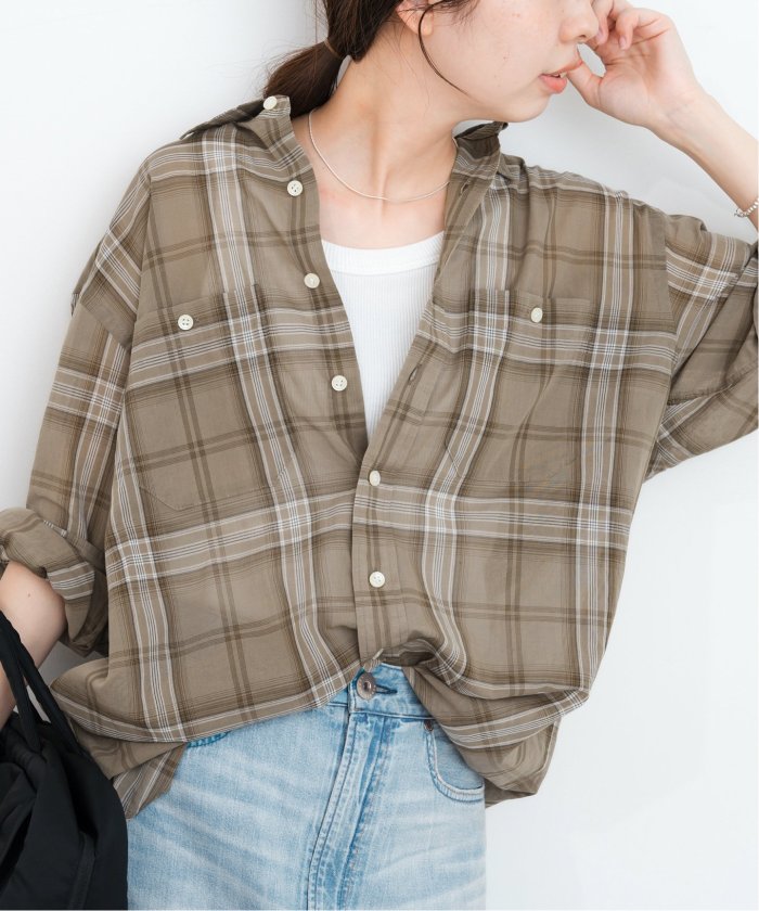 【新品】Spick and Span◆コットンボイルチェックシャツ◆ブラウン 追加》コットンボイルチェックシャツ（シャツ／ブラウス