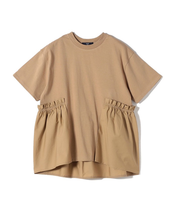 SHIPS for women / シップスウィメン SHIPS Colors:〈手洗い可能〉ドッキング ペプラム ショートスリーブ トップス◇ SHIPS Colors:〈手洗い可能〉ドッキング ペプラム ショート