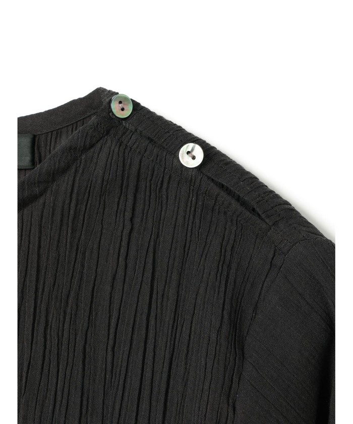 mizuiro ind クレープ素材 半袖シャツ 黒 mizuiro ind コットンクレープショートシャツ｜ MARcourt ONLINE