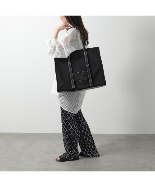 【関税・送料無料】Max Mara ブラック Bianca トートバッグ MAX MARA BEACHWEAR Women's Cotton Canvas Logo Bag BIANCO