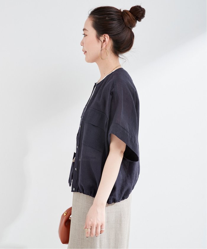 新品　B.C STOCK リネンブレンドメッシュSSドルマンブルゾン　ベージュ ベーセーストック B.C STOCK 《予約》手洗い可 / リネンブレンド