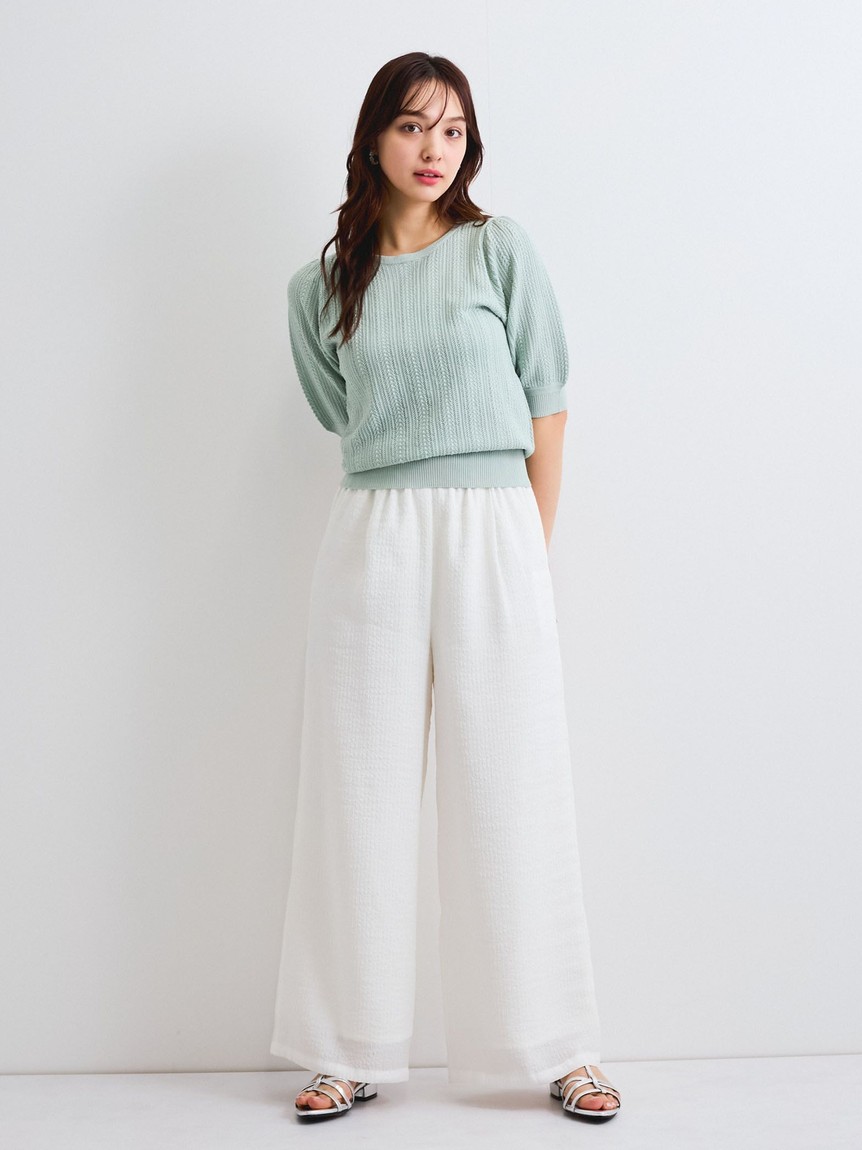 クイーンズコート QUEENS COURT スカシアミニットパフスリーブトップス≪手洗い可能≫ （オフホワイト） セール 50%OFF】クイーンズコート QUEENS COURT スカシア