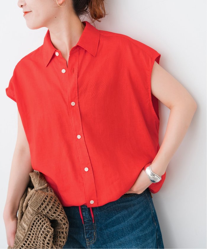 Spick and Span リネンブレンドフレンチヘムギャザーシャツ★新品 リネンブレンドフレンチヘムギャザーシャツ（シャツ／ブラウス