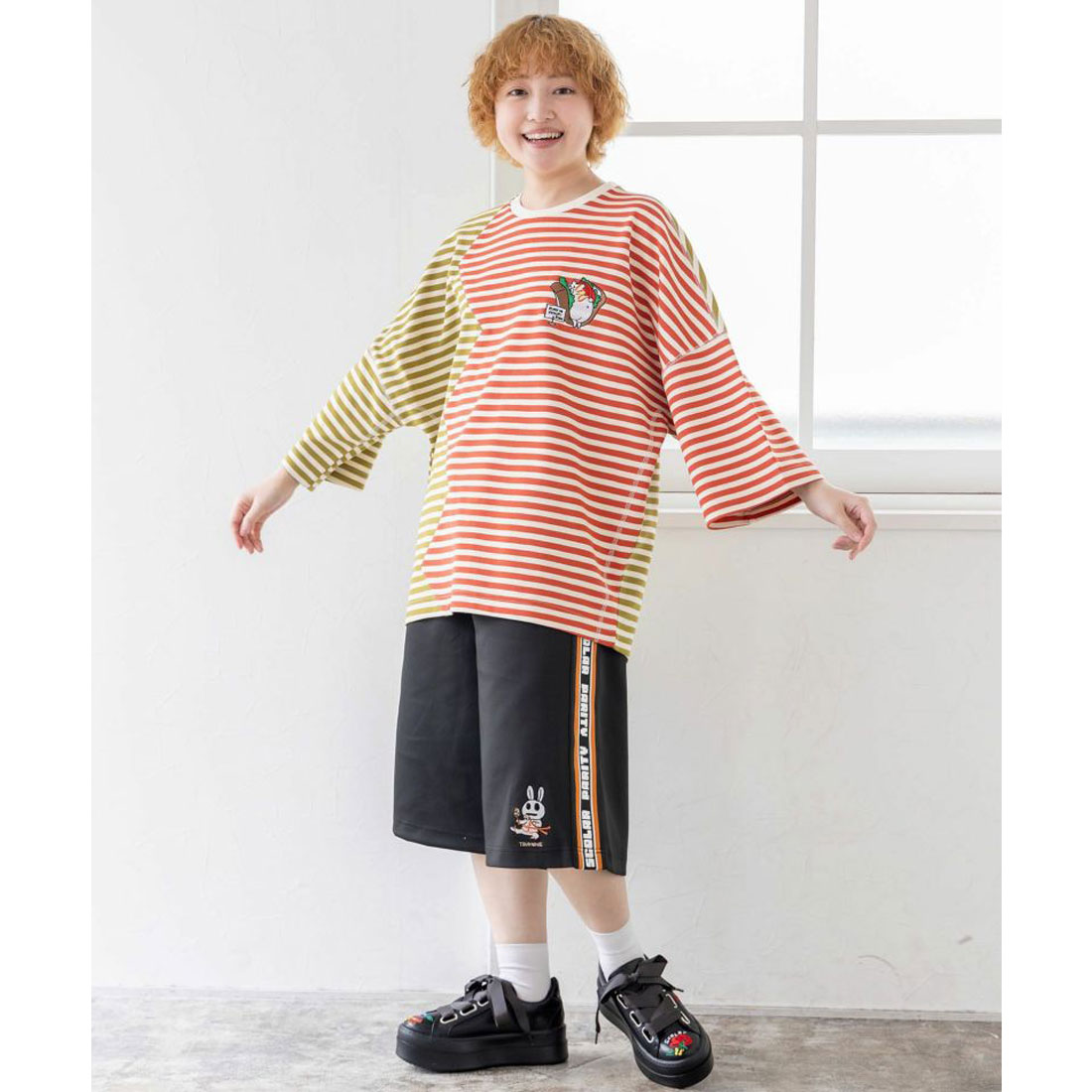 クーポン】スカラー ScoLar おちりサンド刺繍 切替ボーダーT