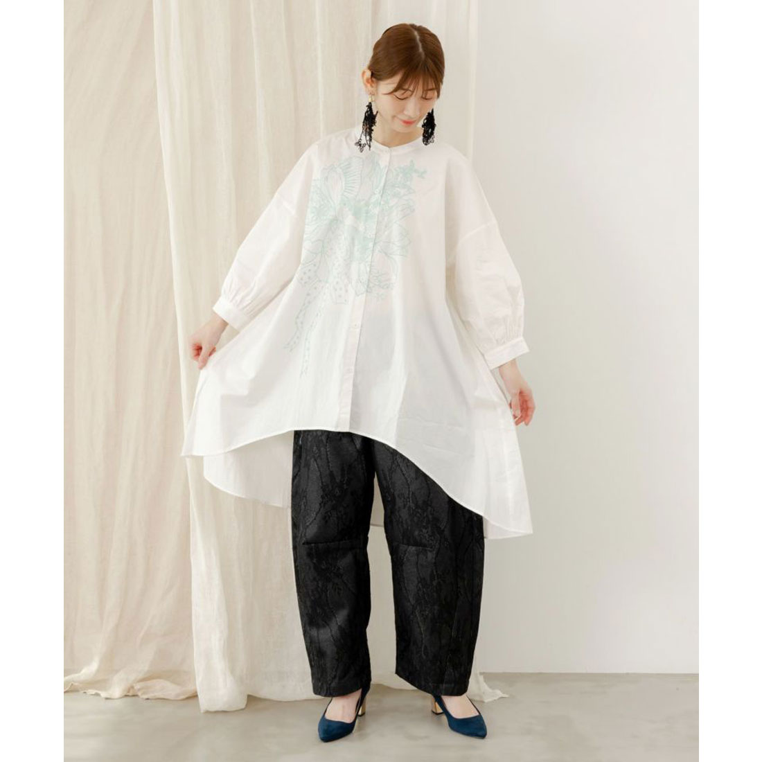 スカラー花柄レースデニムパンツ ScoLar iS イズスカラー スカラー 花柄レースデニムパンツ