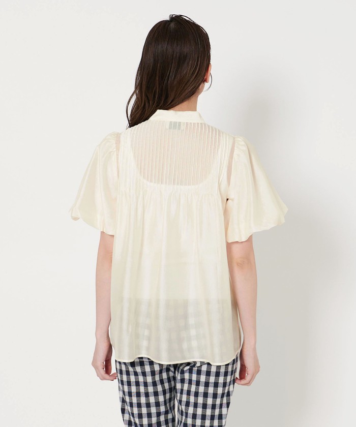 UNITED ARROWS シルキーピンタック ショートスリーブ ブラウス