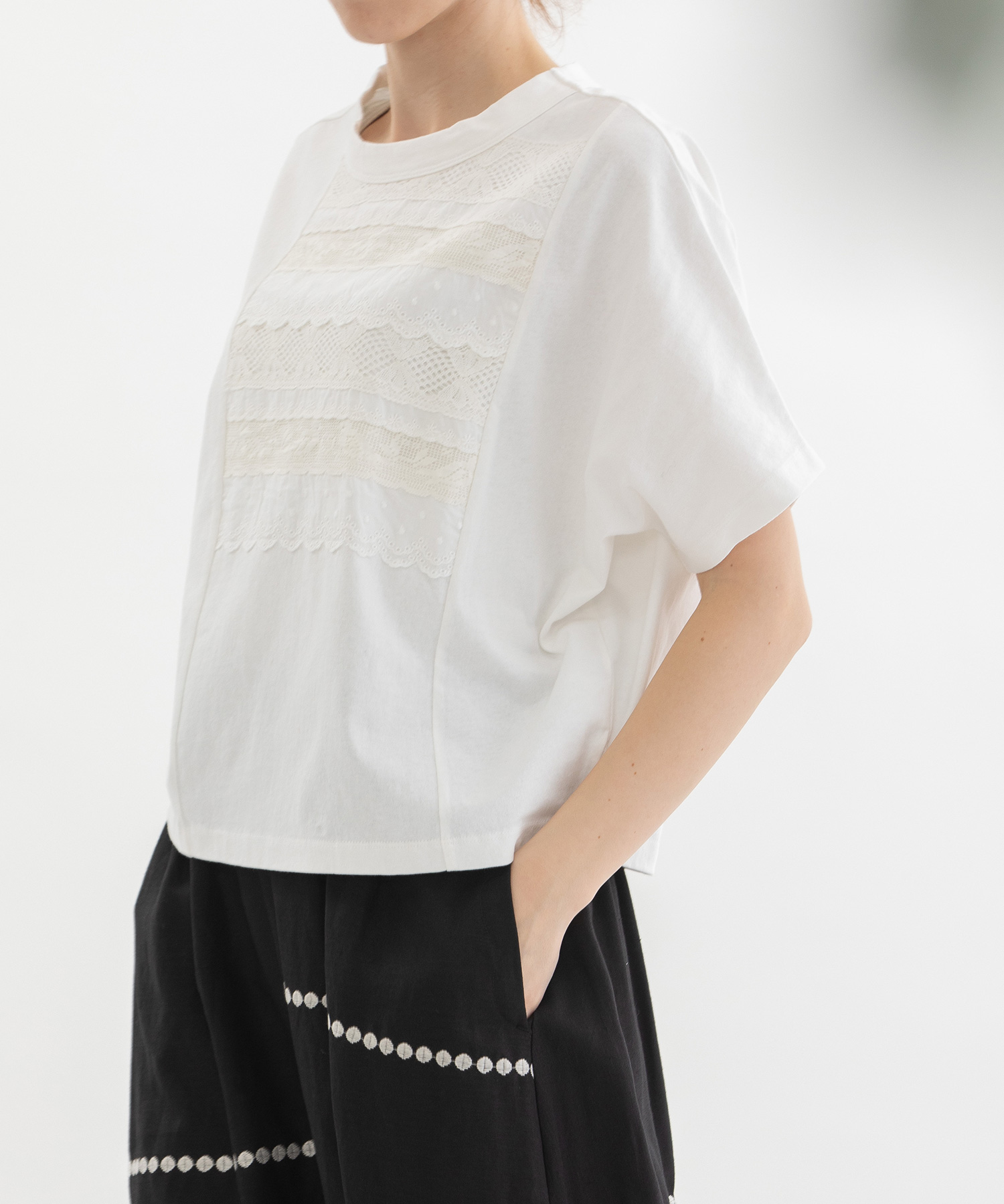 ノップドゥノッド nop de nod Clocheレース叩きシャツ(508159627