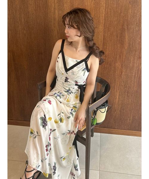 【新品・未着用】フレイアイディー フルーツプリントサイドリボンキャミワンピース フルーツプリントサイドリボンキャミワンピース／ウォッシャブル