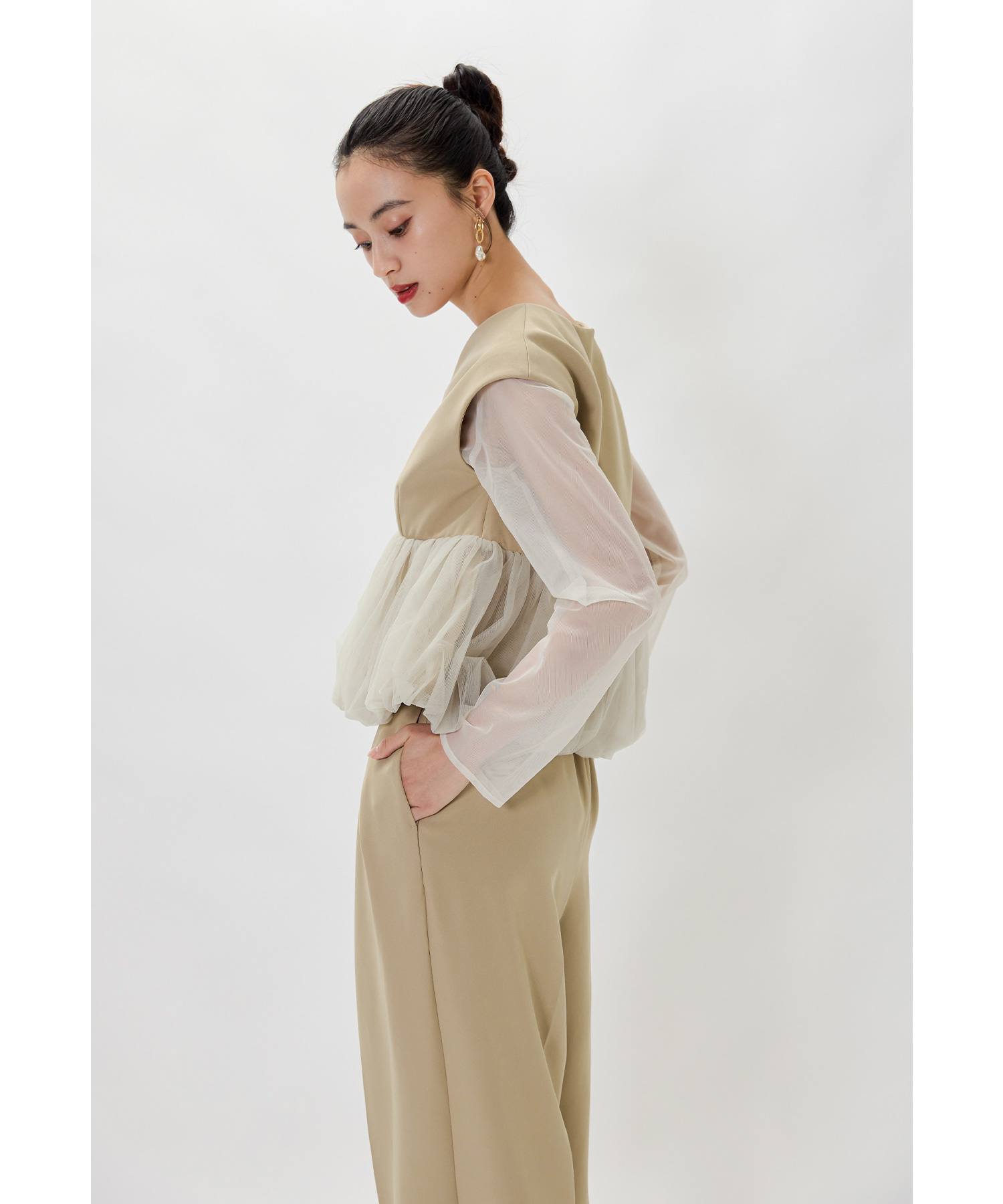 ニアナ niana ペプラムチュールセットアップパンツドレス 3点