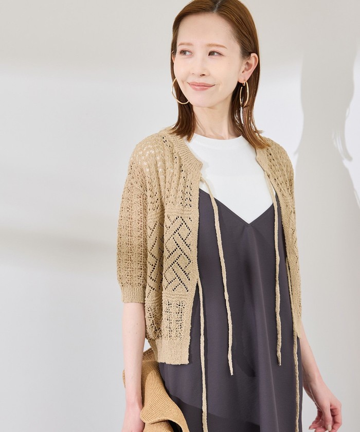 セール 11%OFF】【前後2WAY】透かし編みレースカーディガン