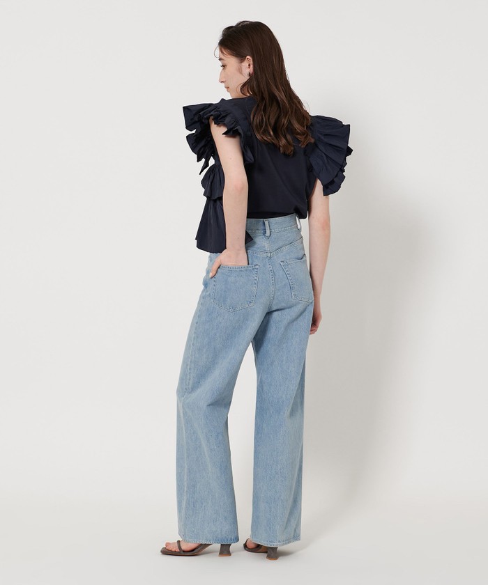 【未着用】UNITED ARROWSプリーツフリル コンビ カットソー UNITED ARROWS｜プリーツフリル コンビ カットソー BLK