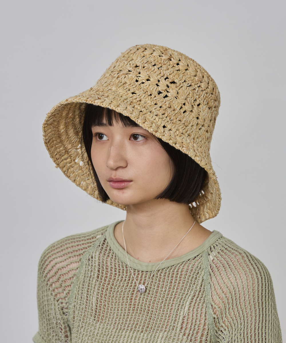 オーバーライド OVERRIDE OVERRIDE RAFFIA CROCHET HAT SG