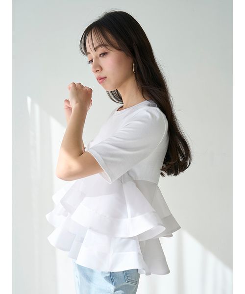 異素材ペプラムTシャツ(508140819) | スナイデル(SNIDEL) - d