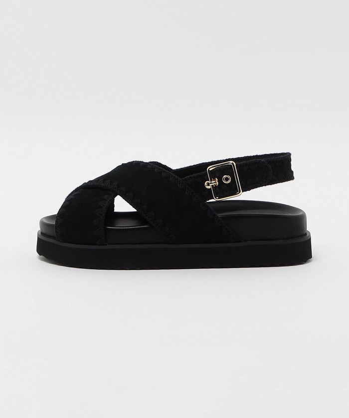★美品★ユナイテッドアローズ　クロスナチュラルミュールサンダル UNITED ARROWS（ユナイテッドアローズ）の「クロス ナチュラル
