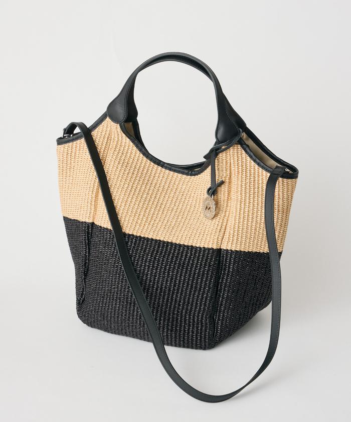 セール 30%OFF】イネド INED 《FAVORITE》ラフィア風バイカラー