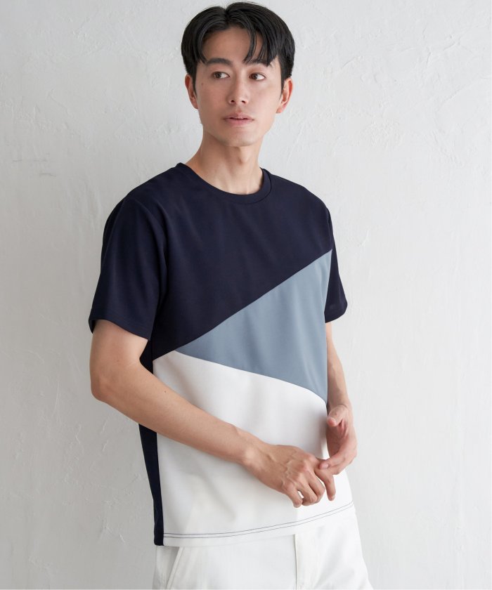 お得だ値】マルチファンクション斜め切り替えTシャツ【接触冷感