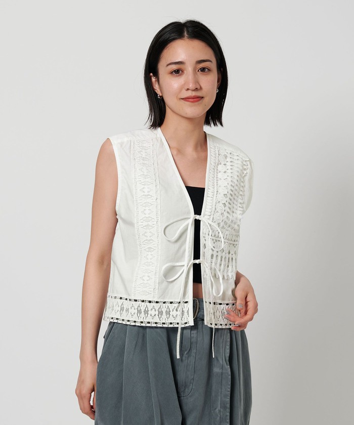新品 BEAUTY&YOUTH【別注】ne Quittez pas レースベスト 新品 beauty＆youth 別注ne Quittez pas レースベスト