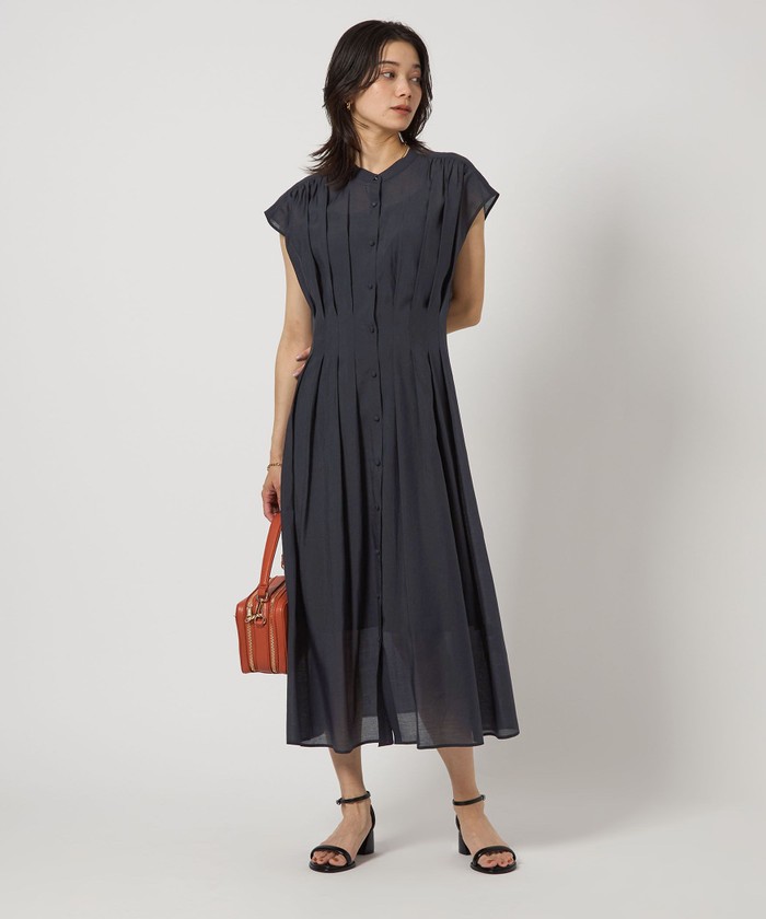 新品タグ付【green label relaxing】フレンチスリーブワンピース green label relaxing ワンピース カッセン ウエストタック