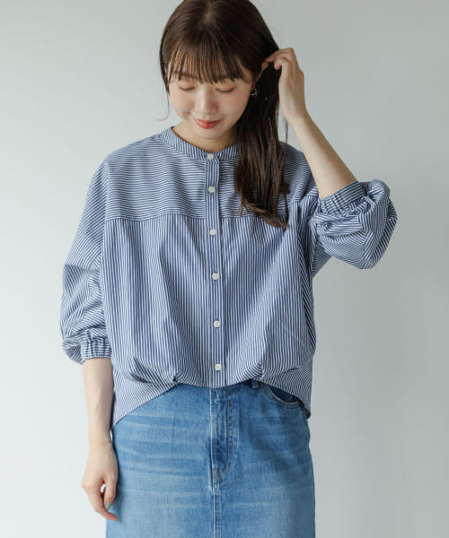 フロントタックバンドカラーシャツ WEB限定』フロントタックバンドカラーシャツ（シャツ/ブラウス