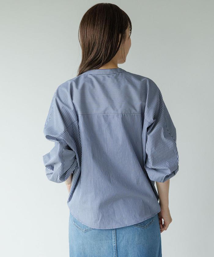 美品☆人気完売品☆『WEB限定』フロントタックバンドカラーシャツ WEB限定』フロントタックバンドカラーシャツ(508170430